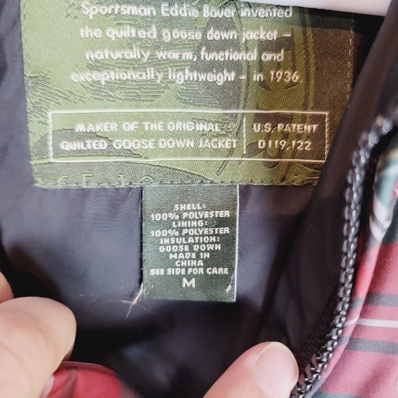Eddie Bauer Tartan Plaid Premium Goose Down Puffer Vest, sz Medium - Picture 7 of 12